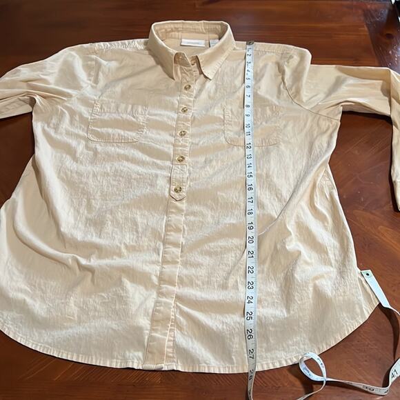Chico’s 2 Beige Tan Cotton Blend Blouse Woman Size 12 Convertible Sleeves - Picture 10 of 10